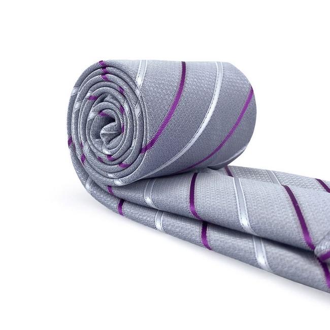 shlax & wing B37 Light Gray Striped Mens Neckties Pocket Square Set Classic Dress Party Fashion Extra Long Size Wedding Rebajas