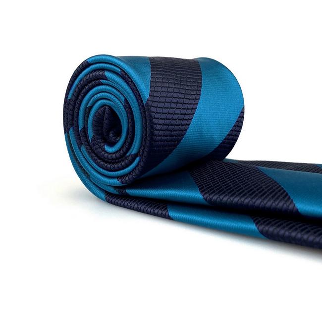 shlax & wing B39 Deep Blue Cerulean Striped Mens Ties Pocket Square Set Fashion Party 63″ Classic Skinny Necktie Gift Venta caliente