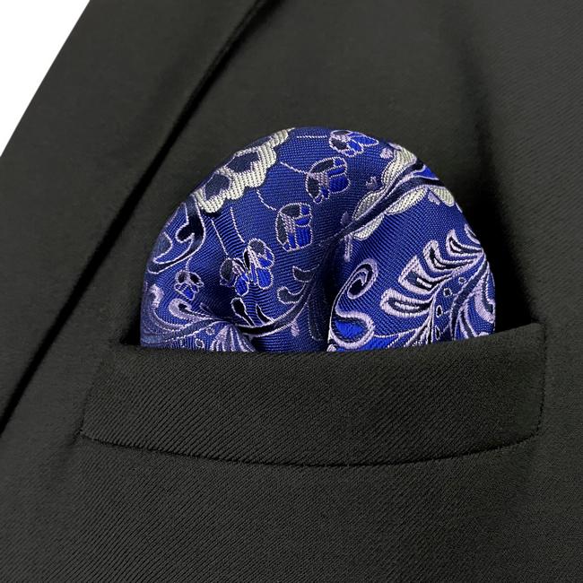 shlax & wing HH34 Blue Paisley Silk Mens Pocket Square Wedding Fashion Handkerchief Classic Brand New Hanky Gran oferta