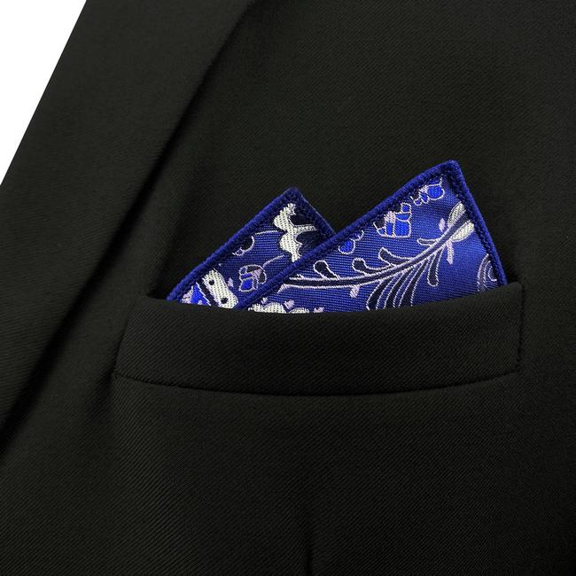 shlax & wing HH34 Blue Paisley Silk Mens Pocket Square Wedding Fashion Handkerchief Classic Brand New Hanky Gran oferta