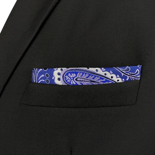 shlax & wing HH34 Blue Paisley Silk Mens Pocket Square Wedding Fashion Handkerchief Classic Brand New Hanky Gran oferta