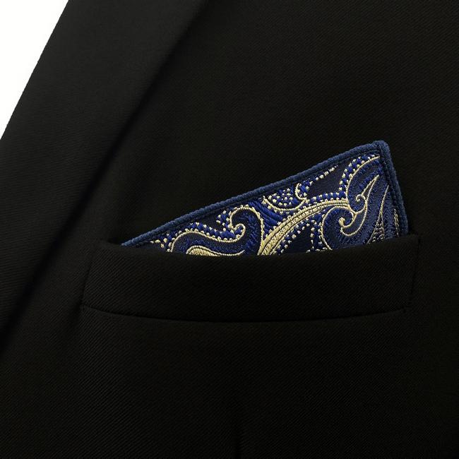 shlax & wing HH3 Blue Geometric Silk Mens Pocket Square Classic Wedding Handkerchief Fashion Novelty Hanky Rebajas baratas