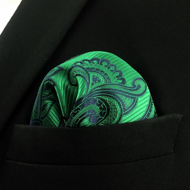 shlax & wing EH5 Green Paisley Silk Mens Pocket Square Wedding Fashion Handkerchief Novelty Groom Accessory Hanky Rebajas de fábrica