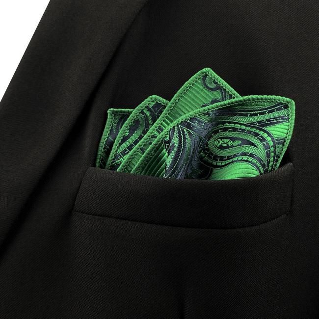 shlax & wing EH5 Green Paisley Silk Mens Pocket Square Wedding Fashion Handkerchief Novelty Groom Accessory Hanky Rebajas de fábrica