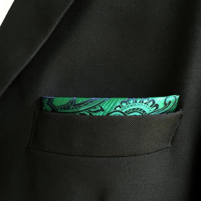 shlax & wing EH5 Green Paisley Silk Mens Pocket Square Wedding Fashion Handkerchief Novelty Groom Accessory Hanky Rebajas de fábrica