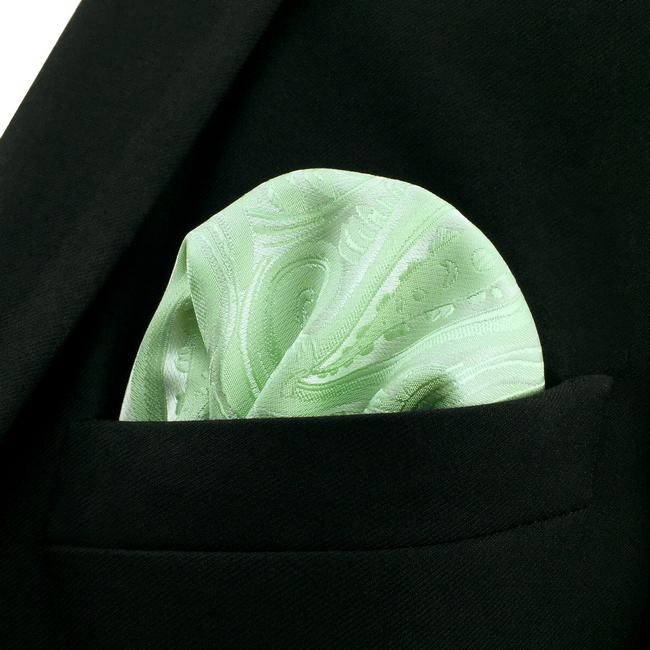 shlax & wing EH6 Light Green Paisley Silk Mens Pocket Square Groom Accessory Fashion Handkerchief Classic Hanky Los más vendidos