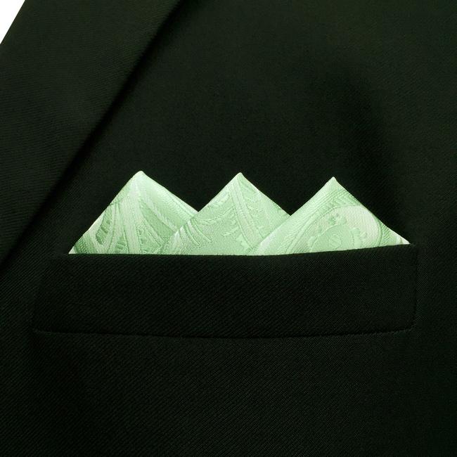 shlax & wing EH6 Light Green Paisley Silk Mens Pocket Square Groom Accessory Fashion Handkerchief Classic Hanky Los más vendidos