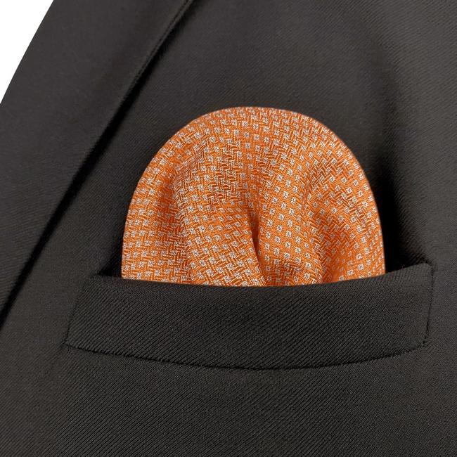 shlax & wing HH6 Orange Polka Dots Silk Mens Pocket Square Groom Accessory Fashion Ventas relámpago