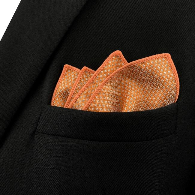 shlax & wing HH6 Orange Polka Dots Silk Mens Pocket Square Groom Accessory Fashion Ventas relámpago