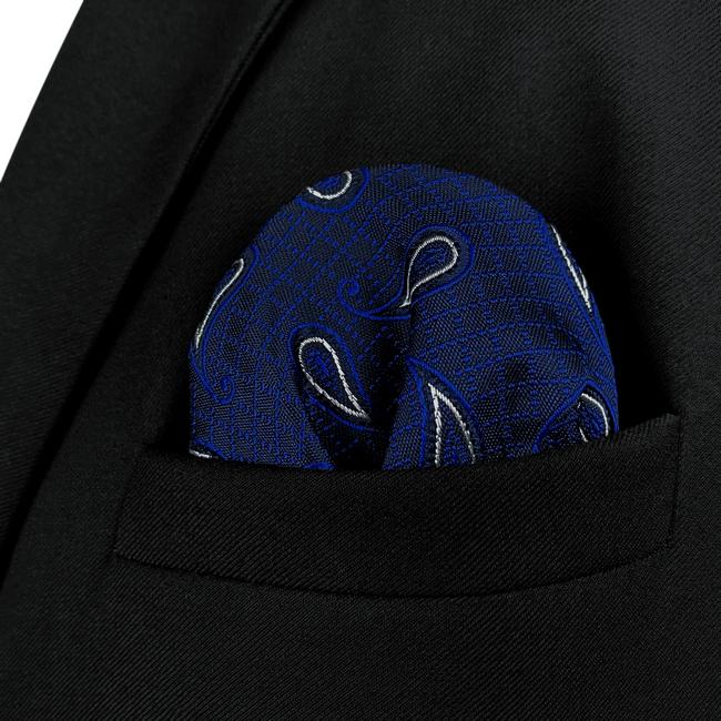shlax & wing HH7 Blue Paisley Mens Pocket Square Silk Fashion Handkerchief Classic Dress Hanky Groom Descuento