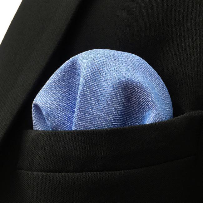 shlax & wing DH34 Light Blue Solid Silk Mens Pocket Square Wedding Brand New Handkerchief Novelty Classic Fashion Hanky Mejor oferta
