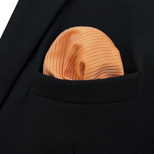 shlax & wing FH19 Orange Striped Silk Mens Pocket Square Wedding Brand New Handkerchief Classic Fashion Hanky Rebajas online