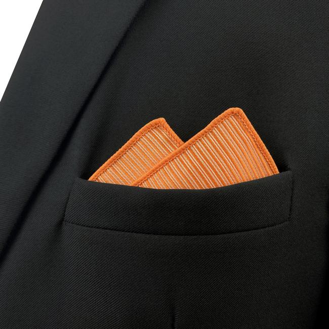 shlax & wing FH19 Orange Striped Silk Mens Pocket Square Wedding Brand New Handkerchief Classic Fashion Hanky Rebajas online