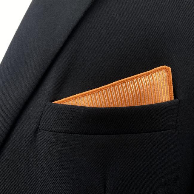 shlax & wing FH19 Orange Striped Silk Mens Pocket Square Wedding Brand New Handkerchief Classic Fashion Hanky Rebajas online