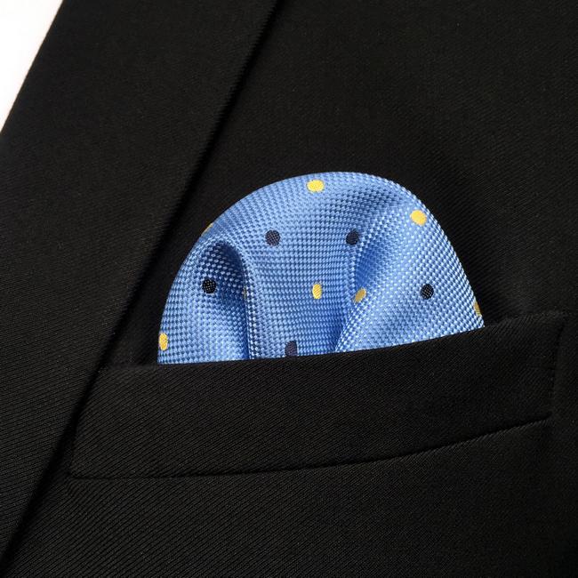 shlax & wing FH21 Light Blue Dots Mens Pocket Square Wedding Brand New Handkerchief Novelty Classic Fashion Hanky Envío gratis