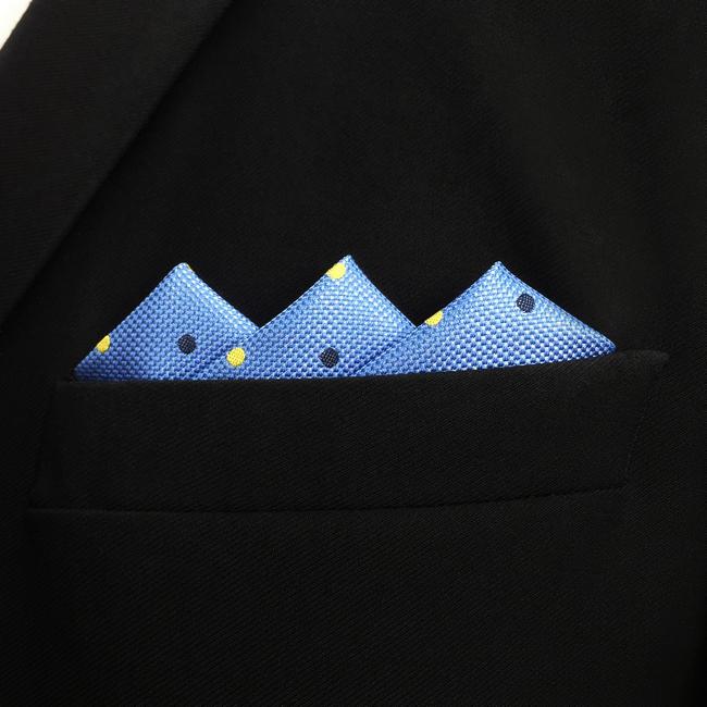 shlax & wing FH21 Light Blue Dots Mens Pocket Square Wedding Brand New Handkerchief Novelty Classic Fashion Hanky Envío gratis