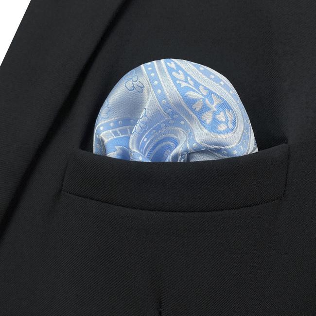 shlax & wing CH9 Blue Paisley Mens Pocket Square Silk Fashion Novelty Handkerchief Classic Groom Dress Hanky COMPRAR AHORA