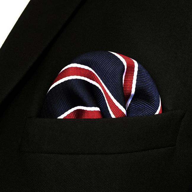 shlax & wing GH04 Blue Red Striped Mens Pocket Square Silk Classic Handkerchief Wedding Accessory Hanky Party ÚLTIMAS EDICIONES