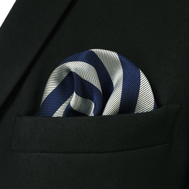 shlax & wing GH09 Gray Blue Striped Mens Pocket Square Silk Classic Fashion Handkerchief Gift Fashion Hanky Últimos 2 días
