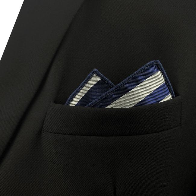 shlax & wing GH09 Gray Blue Striped Mens Pocket Square Silk Classic Fashion Handkerchief Gift Fashion Hanky Últimos 2 días