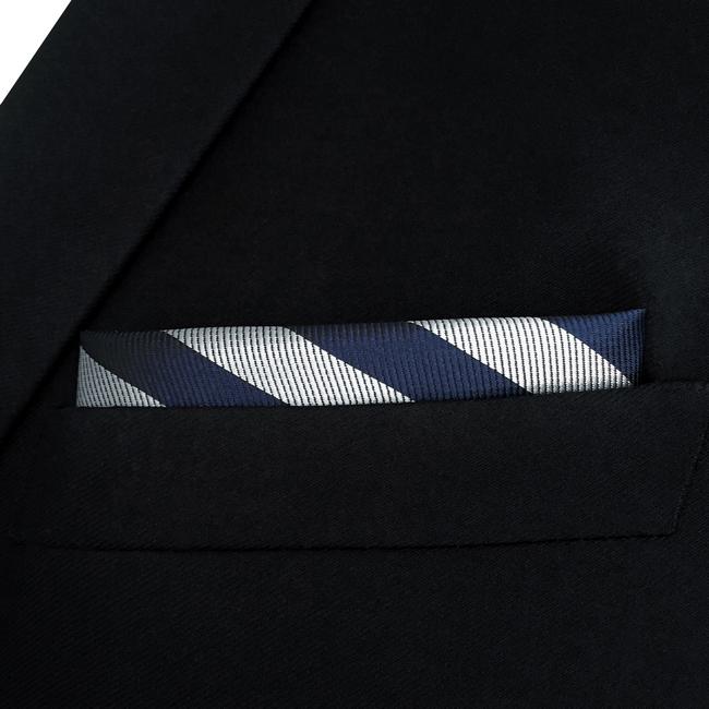 shlax & wing GH09 Gray Blue Striped Mens Pocket Square Silk Classic Fashion Handkerchief Gift Fashion Hanky Últimos 2 días