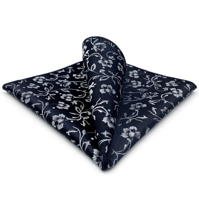 shlax & wing GH12 Navy Blue Floral Mens Pocket Square Fashion Party Handkerchief Gift Business Silk Hanky Wedding Último día