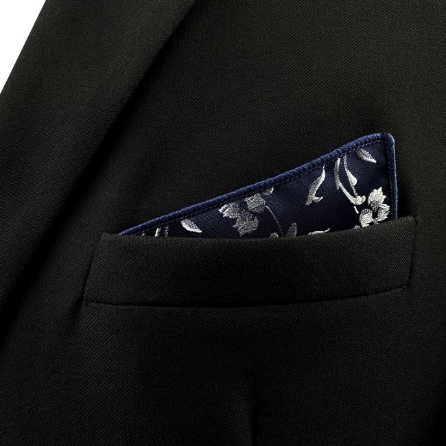 shlax & wing GH12 Navy Blue Floral Mens Pocket Square Fashion Party Handkerchief Gift Business Silk Hanky Wedding Último día