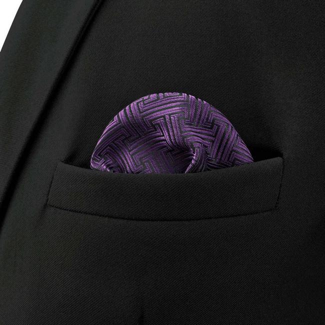 shlax & wing BH41 Dark Purple Geometric Men’s Pocket Square Accessories Business Solo hoy