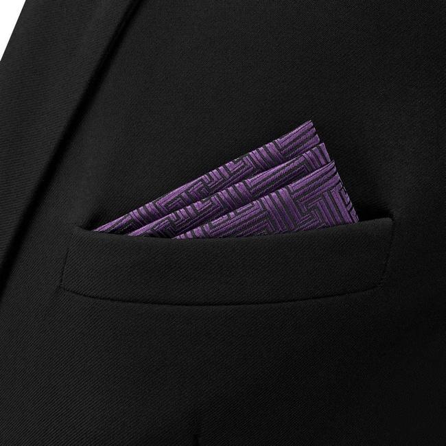 shlax & wing BH41 Dark Purple Geometric Men’s Pocket Square Accessories Business Solo hoy