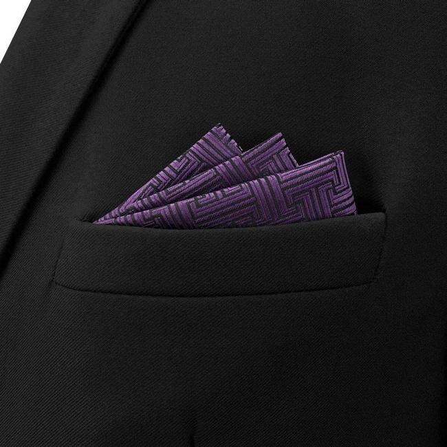 shlax & wing BH41 Dark Purple Geometric Men’s Pocket Square Accessories Business Solo hoy