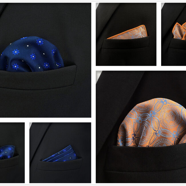 shlax & wing 5 Pieces Mens Pocket Square Brand New Gift Classic Acceossories Handkerchiefs Set 5-7 Promoción trimestral