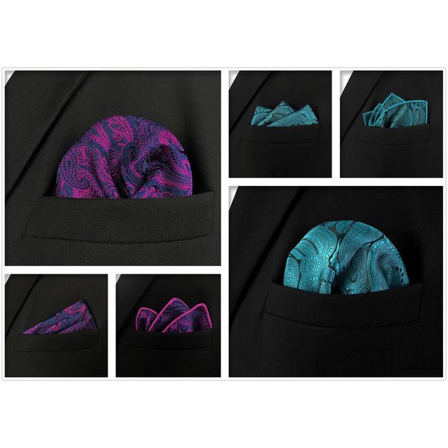 shlax & wing 5 Pieces Mens Pocket Square Fashion Gift Classic Assorted Handkerchiefs Set 2-101 Superdescuento