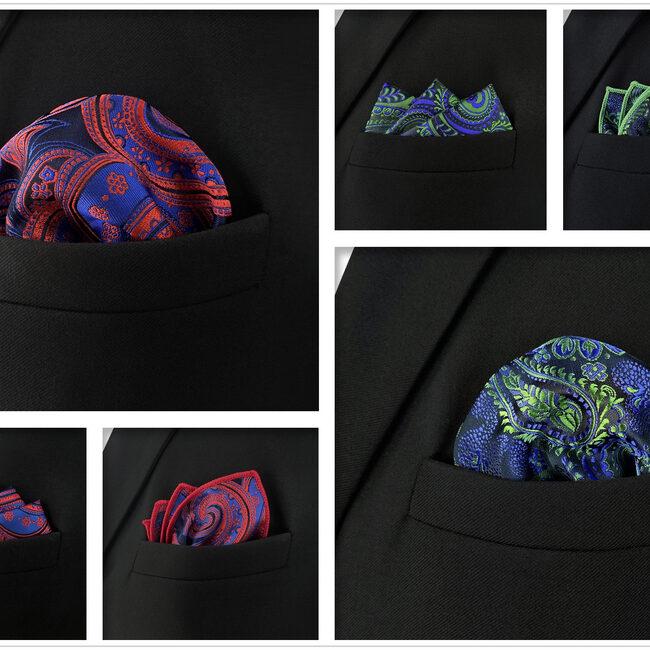 shlax & wing 5 Pieces Mens Pocket Square Set Brand New Gift Classic Acceossories Handkerchiefs 5-23 Tienda de fábrica