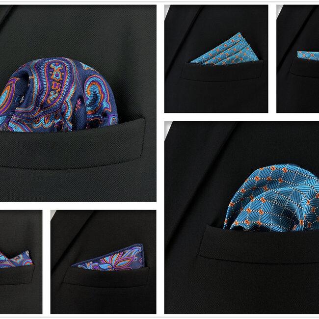 shlax & wing 5 Pieces Mens Pocket Square Set Brand New Gift Classic Acceossories Handkerchiefs 5-24 Limitado a 3 días