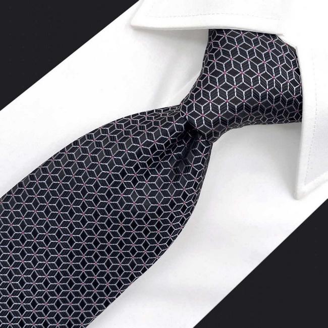 shlax & wing B40 Black Geometric Men’s Accessories Necktie Set Business Pocket Square 63″ 160cm Ties En oferta