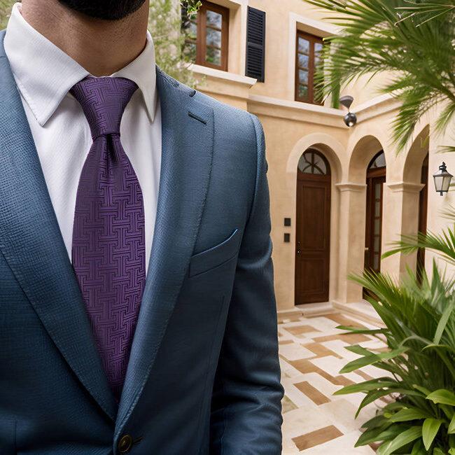 shlax & wing B41 Dark Purple Geometric Men’s Accessories Necktie Set Business Pocket Square Extra Long Size Libre de impuestos
