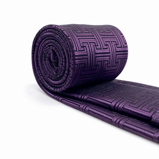 shlax & wing B41 Dark Purple Geometric Men’s Accessories Necktie Set Business Pocket Square Extra Long Size Libre de impuestos