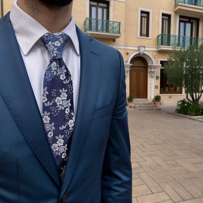 shlax & wing B45 Navy Blue Floral Men’s Accessories Necktie Set Fashion Pocket Square Extra Long Size Descuento por venta flash
