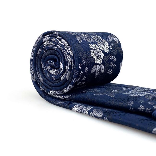 shlax & wing B45 Navy Blue Floral Men’s Accessories Necktie Set Fashion Pocket Square Extra Long Size Descuento por venta flash