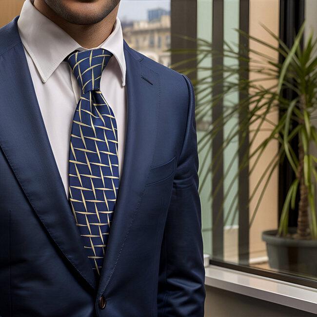 shlax & wing B51 Navy Blue Geometric Mens Neckties Pocket Square Set Fashion Party 63″ Classic Skinny Necktie Devoluciones gratuitas