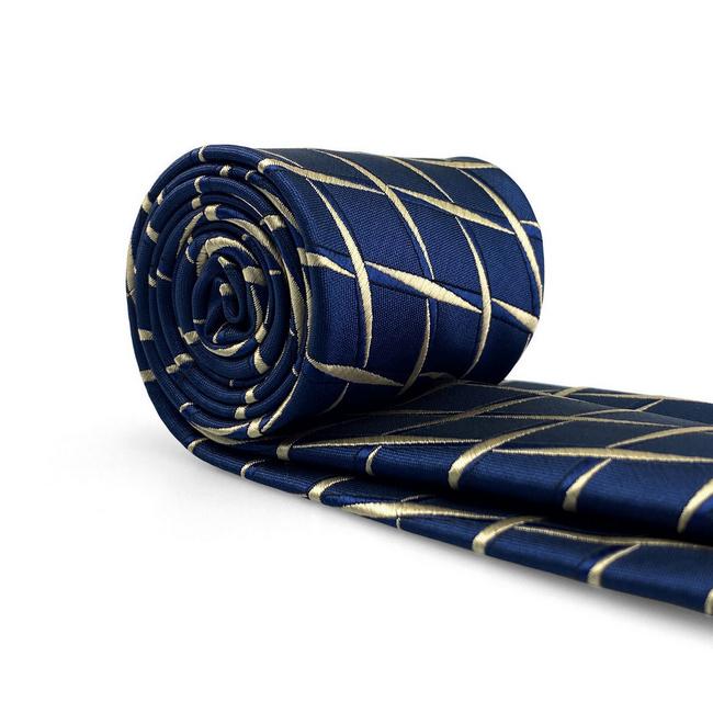 shlax & wing B51 Navy Blue Geometric Mens Neckties Pocket Square Set Fashion Party 63″ Classic Skinny Necktie Devoluciones gratuitas
