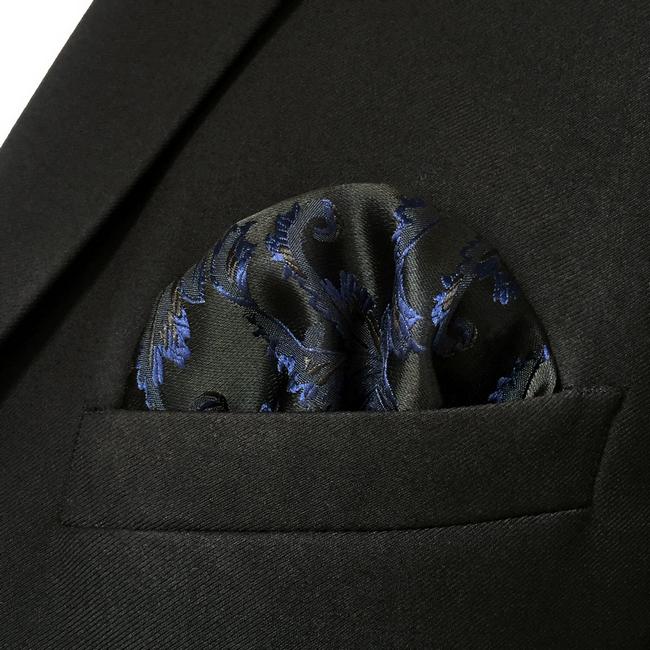 shlax & wing GH14 Navy Blue Geometric Silk Mens Pocket Square Fashion Business Classic Party Hanky 2025