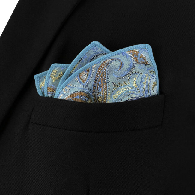 shlax & wing DH9 Blue Paisley Mens Pocket Square Silk Fashion Novelty Handkerchief Classic Groom Dress Hanky En línea