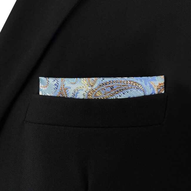 shlax & wing DH9 Blue Paisley Mens Pocket Square Silk Fashion Novelty Handkerchief Classic Groom Dress Hanky En línea