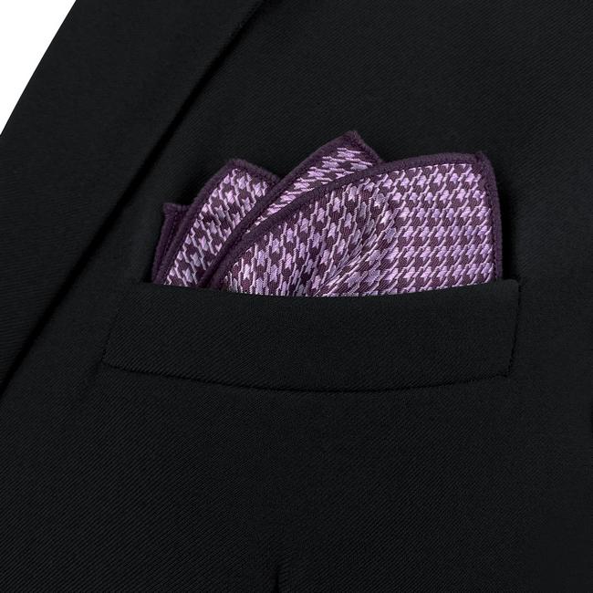 shlax & wing AH90 Purple Houndstooth Mens Pocket Square Jacquard Woven Hanky Business Classic Wedding Outlet