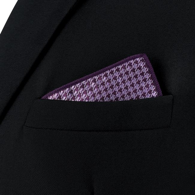 shlax & wing AH90 Purple Houndstooth Mens Pocket Square Jacquard Woven Hanky Business Classic Wedding Outlet
