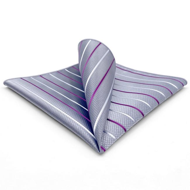 shlax & wing BH37 Light Gray Striped Mens Pocket Square Classic Dress Party Fashion Wedding Outlet online