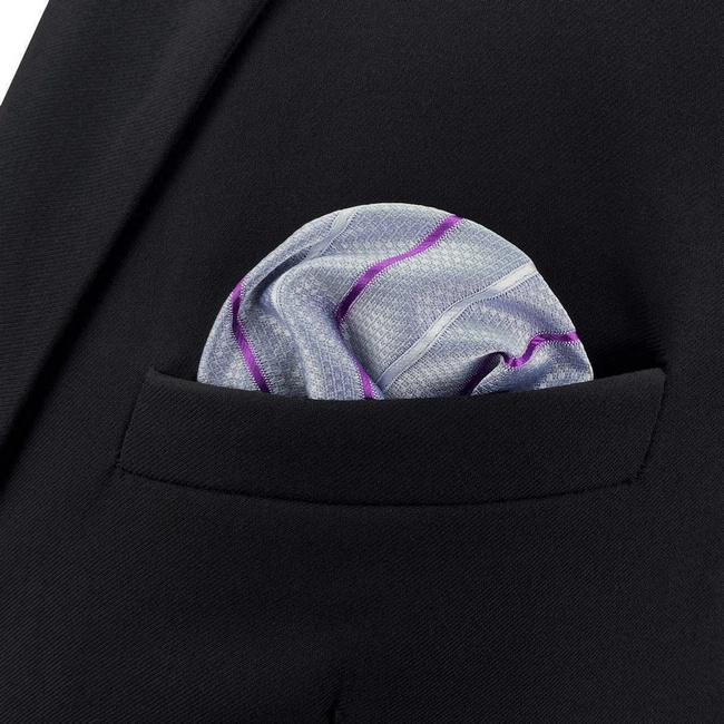 shlax & wing BH37 Light Gray Striped Mens Pocket Square Classic Dress Party Fashion Wedding Outlet online