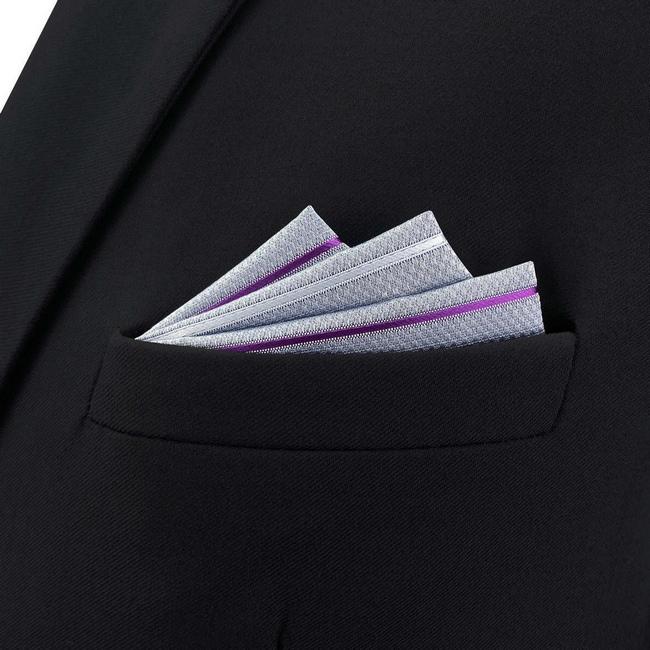 shlax & wing BH37 Light Gray Striped Mens Pocket Square Classic Dress Party Fashion Wedding Outlet online