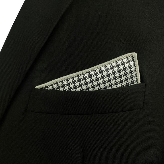 shlax & wing JH20 Checks Pattern White Black Pocket Square Mens Neckties Jacquard Woven Hanky Rebajas
